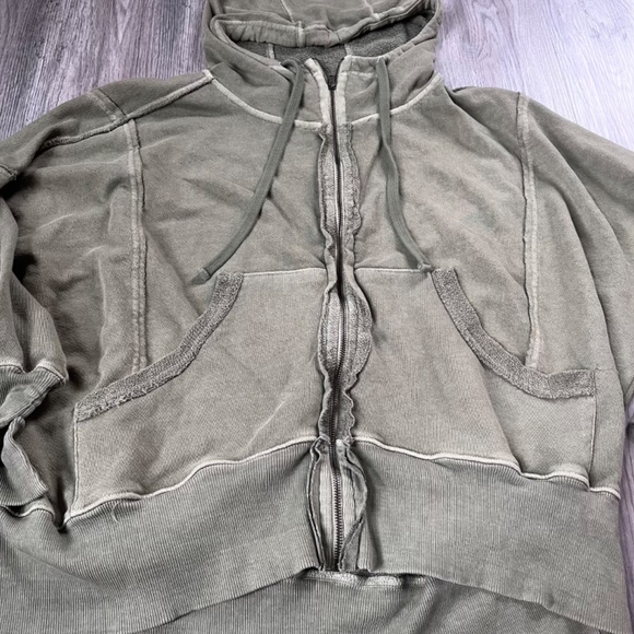 We The Free Camden Oversized Zip-Up Hoodie XS Olive Green EUC - Picture 3 of 12